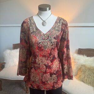 Vintage 90s Y2K Fairy Grunge Boho Beaded Womens Top